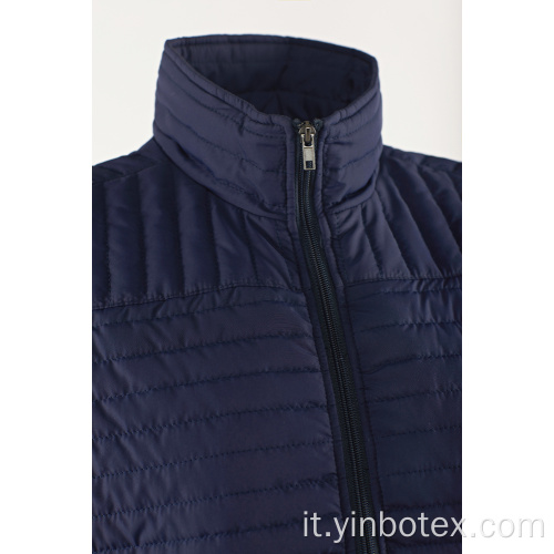 Gilet leggero trapuntato blu scuro con collo in piedi